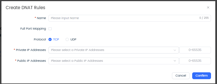 Port Mapping Rules Configuration Interface